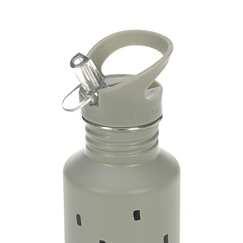 LÄSSIG Biberón para niños de acero inoxidable con vaso Sport 500 ml a prueba de fugas/Bottle Stainless Steel Happy Prints light olive