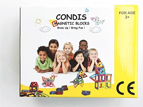 CONDIS 120 Piezas Bloques de Construcción Magnéticos, Juguetes Niños de 3 4 5 6 7 8 Años Juegos Educativos Viaje Juego de Imanes magneticas para Niños Niñas Montessori Regalos