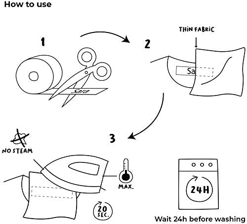 100 Etiquetas personalizadas con nombre e icono de color para marcar la ropa. Tela blanca termoadhesiva para planchar en camisetas, pantalones, abrigos y todo tipo de prendas. (Animales)