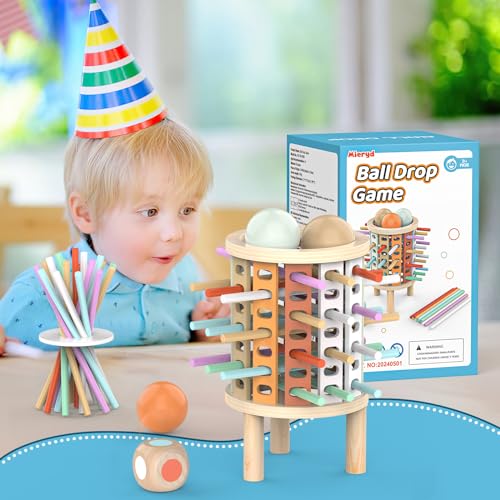 Montessori Juguetes con 28 Palitos de Coloridos Juegos de Mesa Niños Niñas 3 4 5 6 7 8 9 10 11 12 Años Regalo, Juego Educativo Familiar para Cognición y Habilidades Motoras Finas Torre de Madera