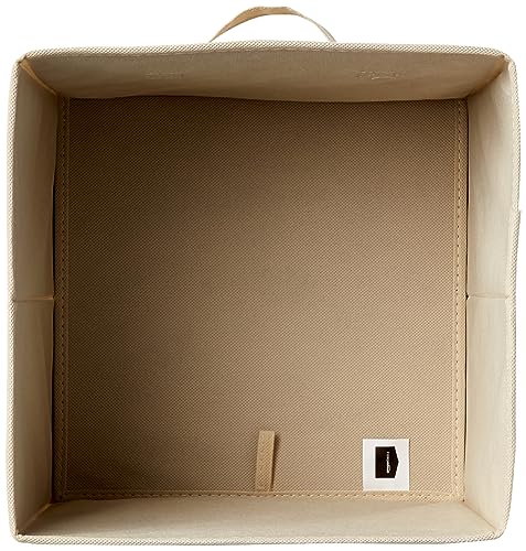 Amazon Basics - Cubos de almacenamiento de tela plegables con asas, 26,6 x 26,6 x 27,9 cm, color beis, paquete de 6 unidades