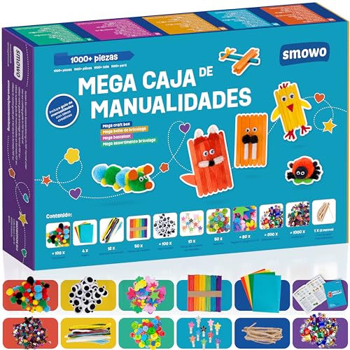 Smowo® Mega Juego de Manualidades - Caja material manualidades - con ideas para juegos creativos - kit manualidades para niños y adultos