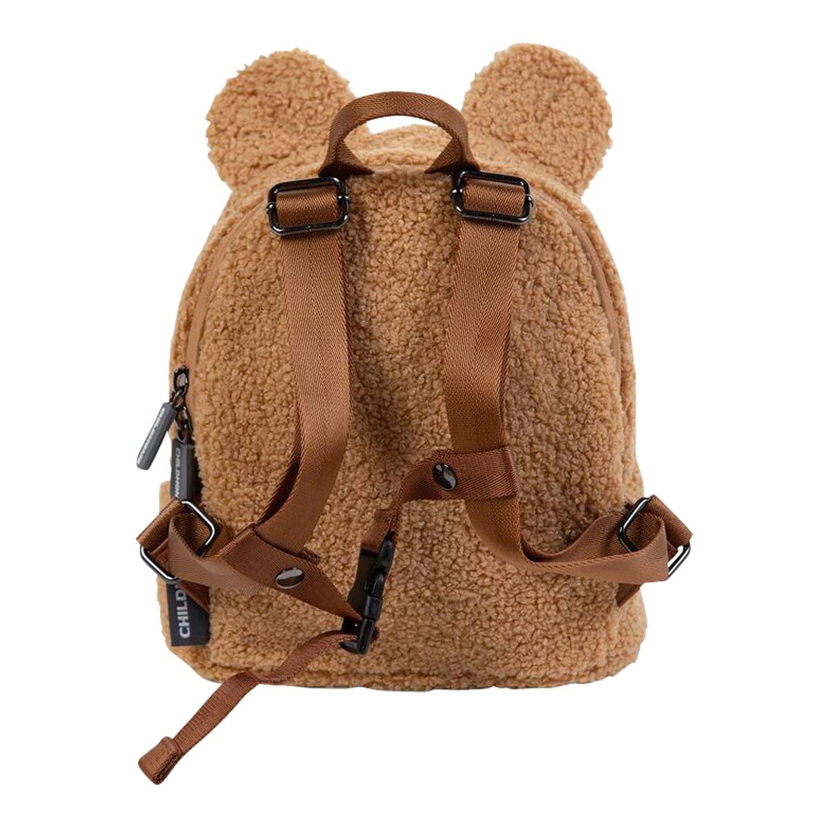 CHILDHOME Mi Primera Bolsa Mochila de Bebé, Escuela, Jardín de Infancia, Guardería, Dos Compartimentos, Bolsa de Almuerzo, Hebilla de Seguridad Extraíble, Resistente al Agua, Osito Beige