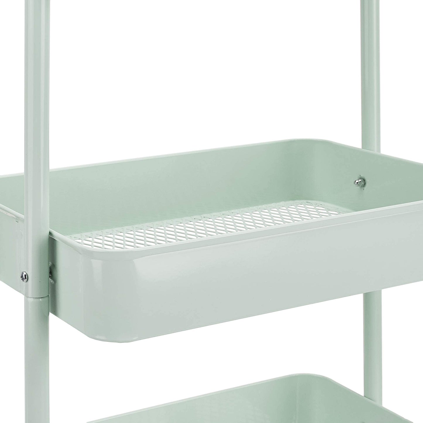 Amazon Basics - Carrito de cocina o multiuso de tres niveles con ruedas en verde menta