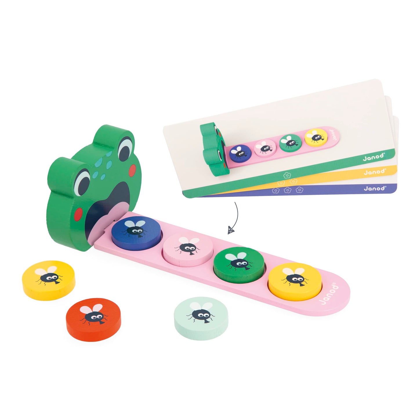 Janod - Gama Pedagogía - Algoritmos Rana - Aprender Colores y Series - Juguete Educativo Infantil - Juego Rana - A partir de 36 Meses, J05088