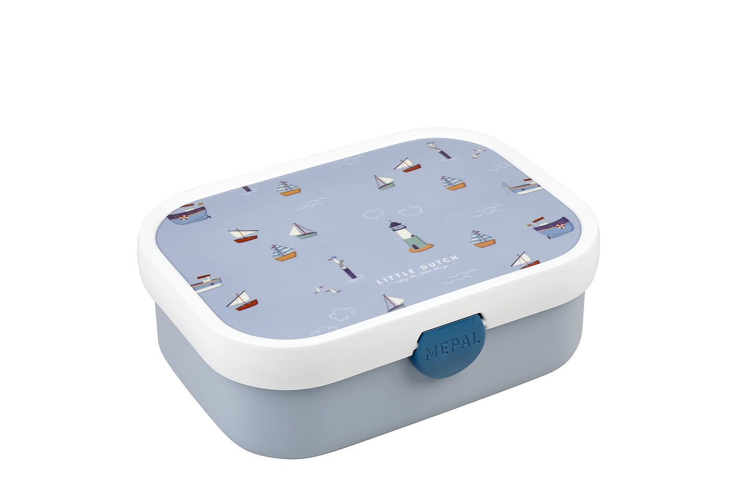 Mepal - Lunch Box Campus Little Dutch - Bento Lunch Box For Children - Lunch Box With Bento Compartment & Fork - Lunch Box With Clip Closure - BPA-free & Dishwasher Safe - 750 ml - Sailors Bay,