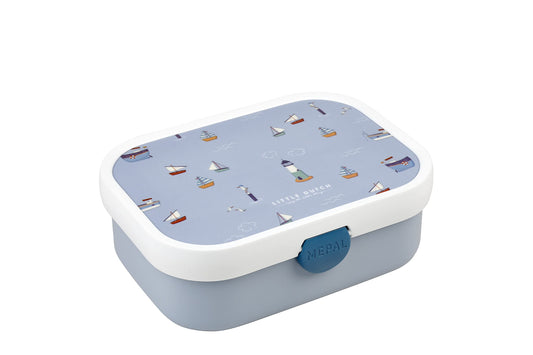 Mepal - Fiambrera Campus Little Dutch - Fiambrera Bento para niños - Fiambrera con compartimento Bento y tenedor - Fiambrera con cierre de clip - Libre de BPA y apta para lavavajillas - 750 ml - Sailors Bay,