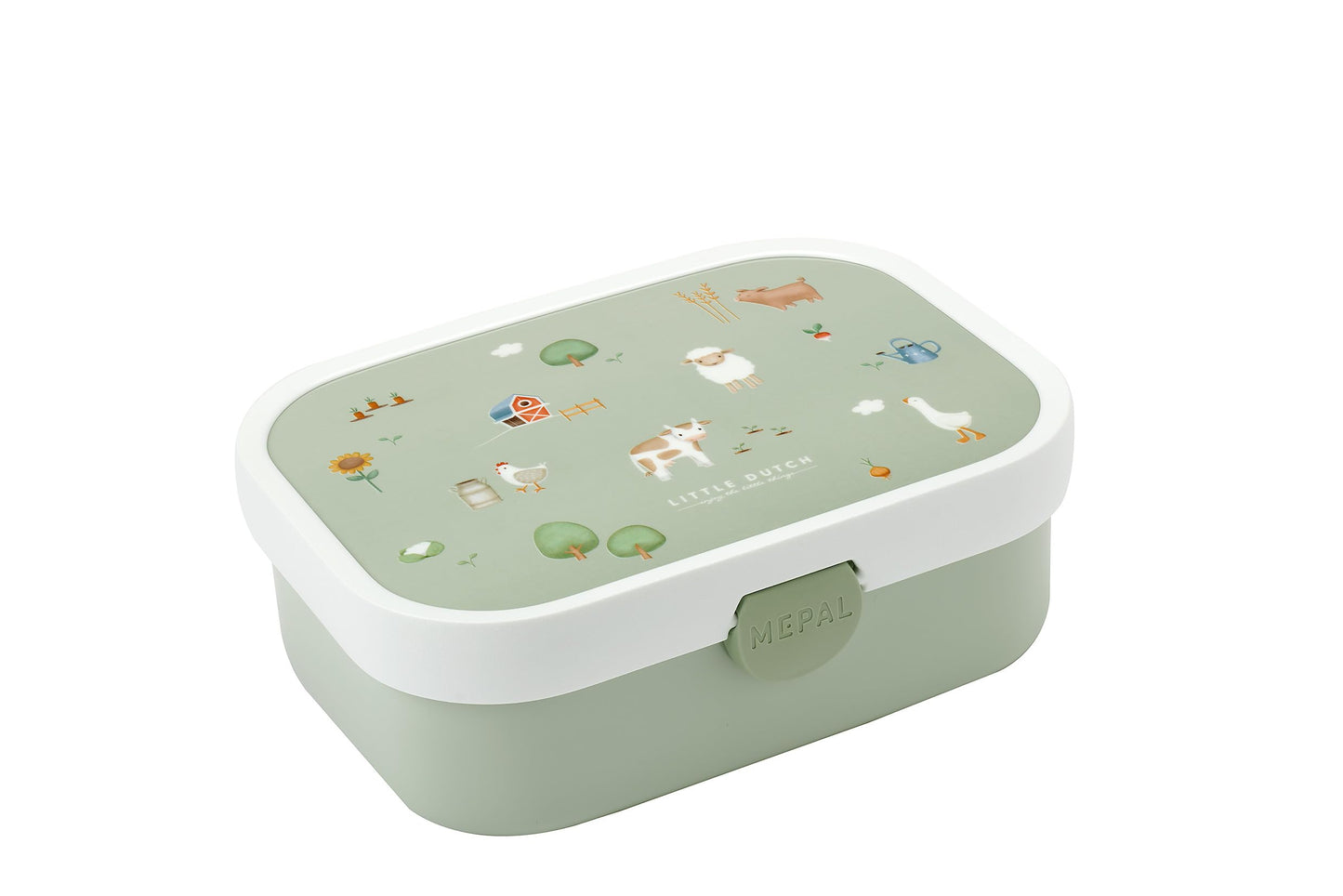 Mepal - Fiambrera Campus - Bento Box para Niños - Lonchera con Compartimento Bento y Tenedor - Fiambrera con Cierre de Clip - Sin BPA y apta para Lavavajillas - 750 ml - Little Farm