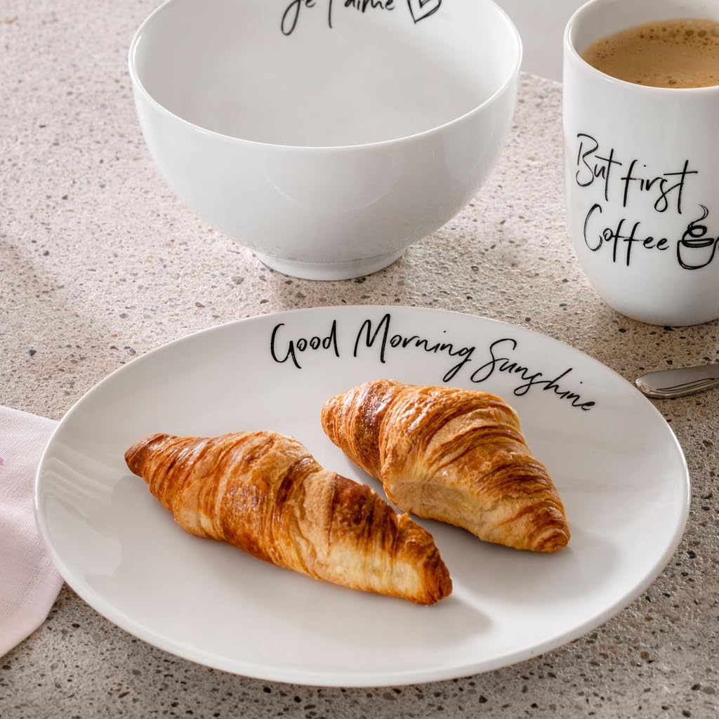 Villeroy & Boch Plato De Desayuno Statement Good Morning Sunshine 21X21X2,5Cm, Plato De Porcelana Blanca