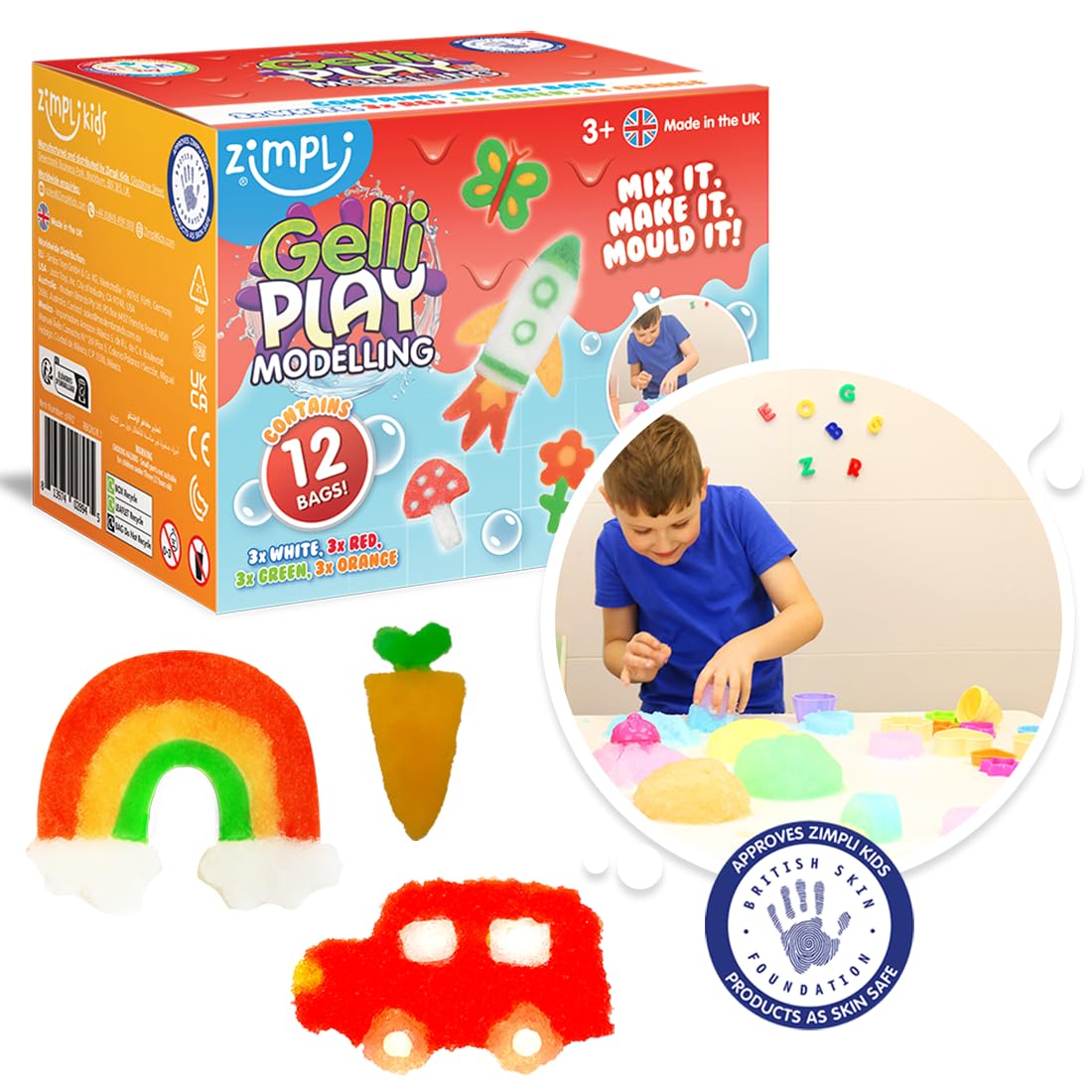 12 Use el Kit de Modelado Gelli de Zimpli Kids. Simplemente agregue Agua para Crear diseños Coloridos y mágicos, Divertidos, educativos, desordenados y sensoriales