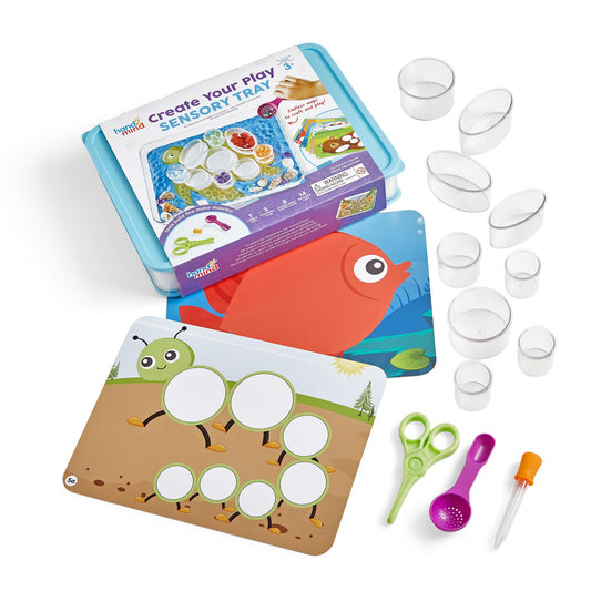 Learning Resources Bandeja sensorial para diseñar Tus Propios Juegos, Juego con Piezas Sueltas, Juguetes para desarrollar motricidad Fina para niños de 3 años, bandejas sensoriales con Tapa