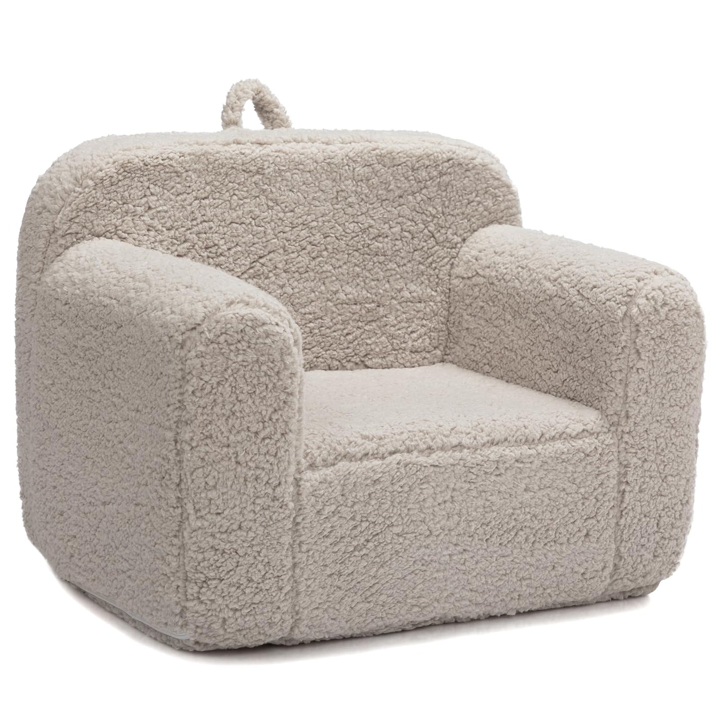 BEJOY Sillón Infantil Ultra-Suave, Sofá Infantil Individual de Espuma para Lectura, Diseño Acogedor de Sherpa para Niños y Niñas, Gris Claro