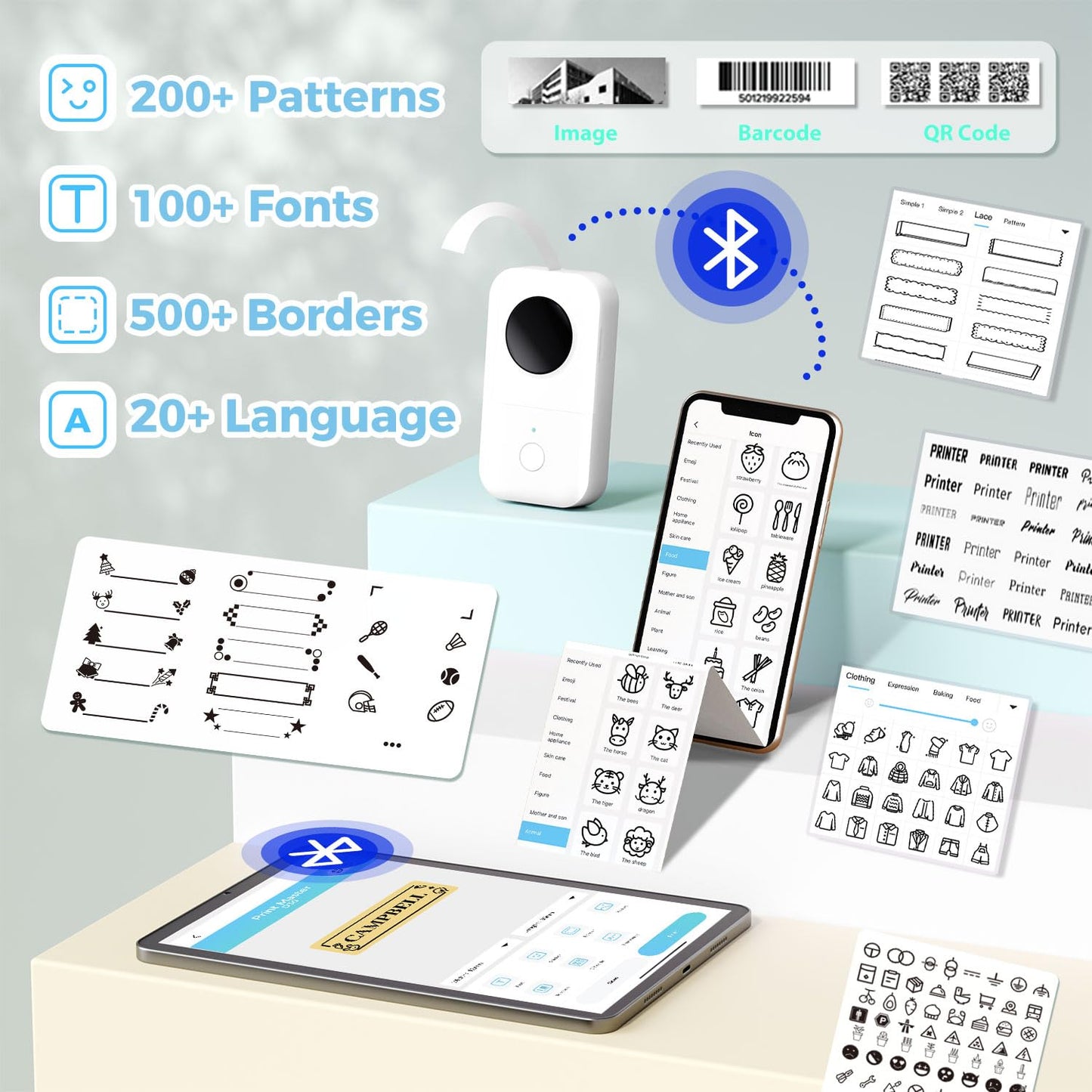 Phomemo D30 Impresora de Etiquetas Bluetooth térmica Máquina de Etiquetas portátil,Fácil de Usar en casa,Escuela,Oficina,Tienda,Caja Regalo con 3 Rollos de Etiquetas térmicas Autoadhesivas,Blanco