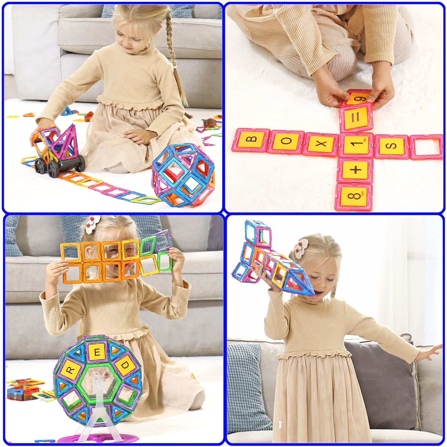 CONDIS 120 Piezas Bloques de Construcción Magnéticos, Juguetes Niños de 3 4 5 6 7 8 Años Juegos Educativos Viaje Juego de Imanes magneticas para Niños Niñas Montessori Regalos