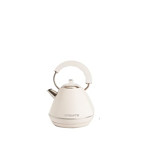 CREATE/KETTLE RETRO STYLANCE M/Hervidor de agua eléctrico 1L Blanco Roto/Ebullición rápida, apagado automático, filtrado anti-cal, autoapagado, Ø17,2 cm