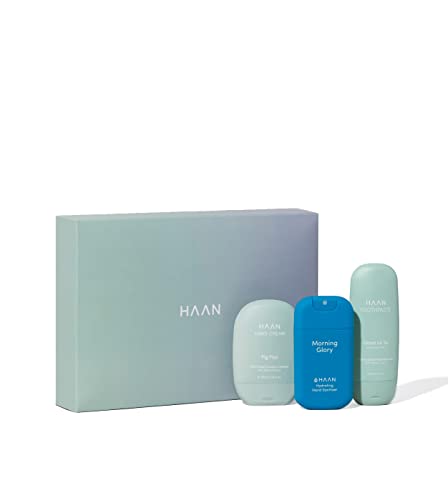 HAAN - Pack Regalo Tiny Aguamarina - Limpiador de Manos 30 ml, Crema de Manos 50 ml, Pasta de Dientes 55 ml - Envases Rellenables