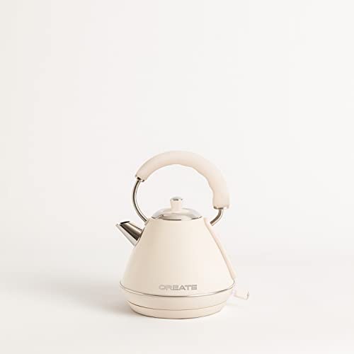 CREATE/KETTLE RETRO STYLANCE M/Hervidor de agua eléctrico 1L Blanco Roto/Ebullición rápida, apagado automático, filtrado anti-cal, autoapagado, Ø17,2 cm