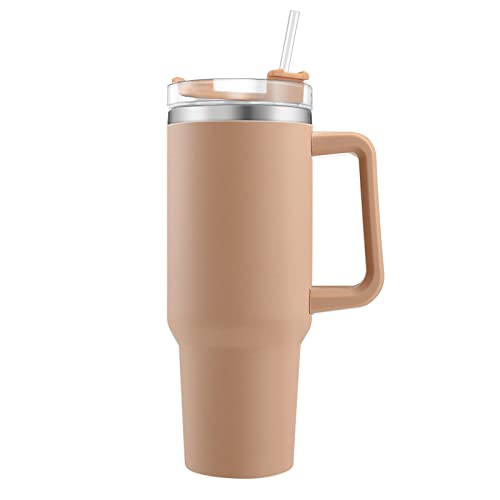 40oz Taza Termica con Pajita y Tapa, Termo Taza Acero Inoxidable，Vaso de viaje de Taza de café con aislamiento al vacío de doble pared Taza de café Reutilizable Taza de Viaje , Travel Mug Curry