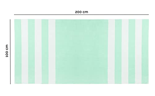 ZOLLNER Toalla de Playa y Piscina Grande, 100x200 cm, a Rayas Verde Menta