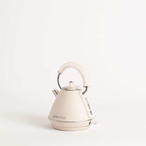 CREATE/KETTLE RETRO STYLANCE M/Hervidor de agua eléctrico 1L Blanco Roto/Ebullición rápida, apagado automático, filtrado anti-cal, autoapagado, Ø17,2 cm