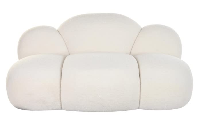 DRW Trendy Cloud-Shaped White Sherpa Sofa - 111X54X88 cm