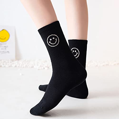 BYYHJNMSXS Calcetines Lindos Sonrisa Calcetines Kawaii Calcetines Holgados Felices para Mujer Calcetines Deportivos para Mujer Calcetín Divertido para Mujer Blanco Lechoso