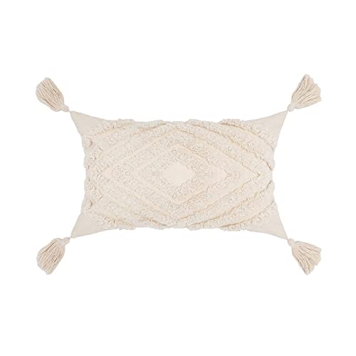 VanderHOME Funda de Almohada Decorativa Estilo Boho para sofá o sala de estar Funda de Cojín Protectores Cojines de Cuadrado Funda de almohada borla de punto para decoración del hogar 30x50cm diamante