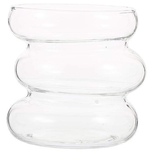 Copo de bebidas ABOOFAN Copos de vidro em formato de ondulação Copo de vidro transparente Caneca criativa para bebidas de leite Suco Caneca de água Copos de Martini para cozinha Suco Vinho Coquetel Cerveja Copo de vinho delicado