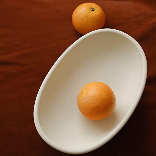 WENSHUO Three-Legs Ceramic Fruit Bowl for Kitchen Counter,10-inch Oval Large Fruit Bowls or Fruit Basket for Breads, Snacks,Vegetables,Salad,Cream