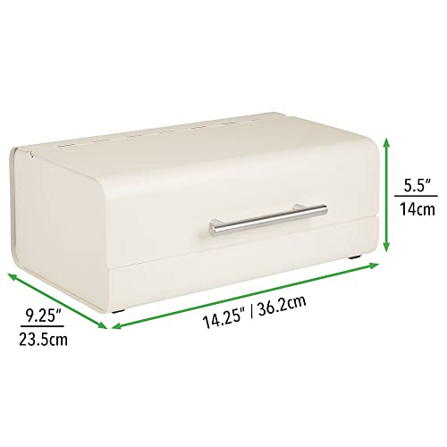 mDesign Panera de metal – Elegante contenedor para pan con estilo vintage –  Caja de almacenaje con tapa para guardar productos horneados y mucho más –  crema