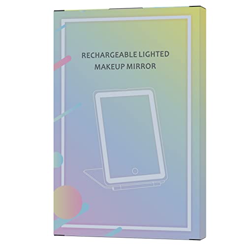 USB Recargable Espejo Maquillaje con Luz, de Tocador Viaje Portátil Luz Ajustable con 72 Luces, Iluminación de 3 Colores, Pantalla Táctil, Fuente de Alimentación Dual, Espejo Cosmético de Mesa