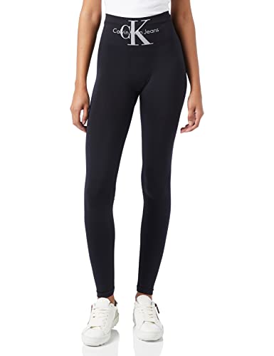 Calvin Klein Logo High Waist Legging, Negro (Black), M para Mujer