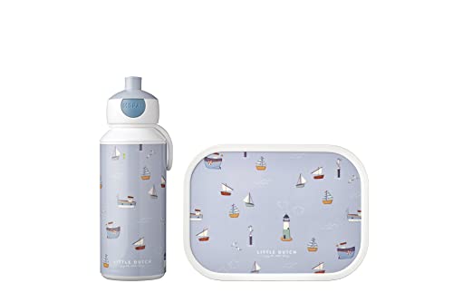 Mepal - Set de Almuerzo Campus - Fiambrera para Niños con Botella Pop-up y Fiambrera - Set de Almuerzo para el Colegio o para Llevar - Sin BPA - 400 ml + 750 ml - Sailors Bay