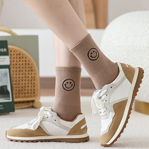 BYYHJNMSXS Calcetines Lindos Sonrisa Calcetines Kawaii Calcetines Holgados Felices para Mujer Calcetines Deportivos para Mujer Calcetín Divertido para Mujer Blanco Lechoso