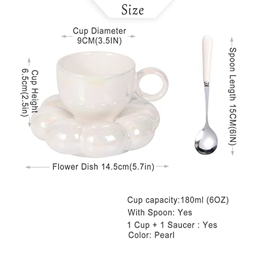 Taza de café de flores de cerámica, tazas creativas y lindas con montaña rusa de girasol para la oficina y el hogar, 6.5 oz/200 ml para leche con leche de té