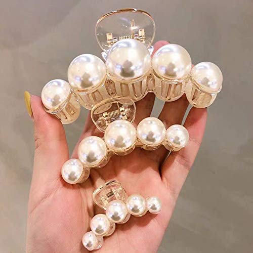 Agirlvct Pearl Hair Claw Clip, Hair Clips Strong Hold Hair