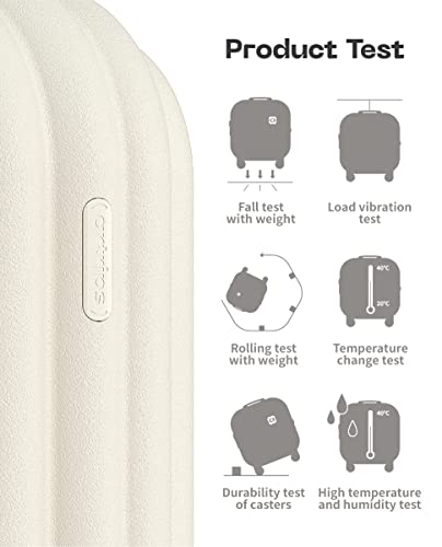 artrips Hardside Lightweight Suitcase Luggage - Overhead Durable Travel Bag with Spinner Wheels,TSA Lock, White, Checked-Medium 24-Inch, 60L