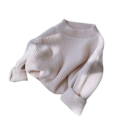 Newborn Infant Boys Girls Knitted Oversized Sweater 3 6 9 12 18 Months 2-5T Long Sleeve Knitwear Pullover Top Sweatshirt Fall Winter Warm Clothes Unisex Beige Pink