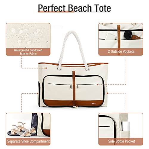 Lekespring Bolsa Playa Mujer,Grande XXL Familiar con Cremallera Bolsa de Viaje,impermeable Shopper Bolso de Hombro Bolso Verano Mujer,para Playa/Viajes/Uso Diario