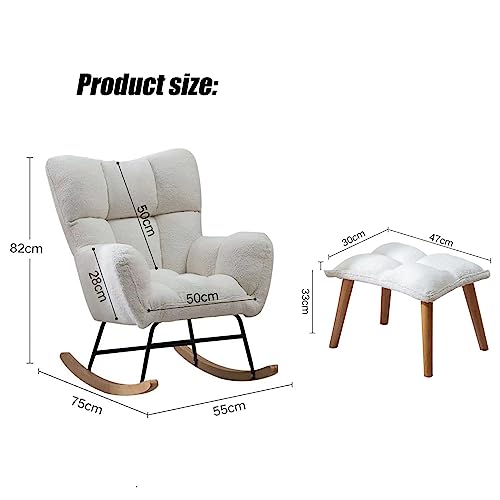 Silla Mecedora Moderna Sillón Reclinable Sillón Relajante Asiento Acolchado Relajante, con Reposapiés, para Sala De Estar Dormitorio Oficina Guardería Ocio Silla Relajante con Reposapiés Bla