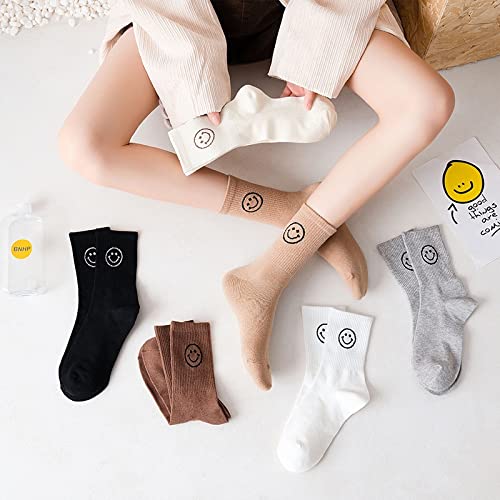 BYYHJNMSXS Calcetines Lindos Sonrisa Calcetines Kawaii Calcetines Holgados Felices para Mujer Calcetines Deportivos para Mujer Calcetín Divertido para Mujer Blanco Lechoso