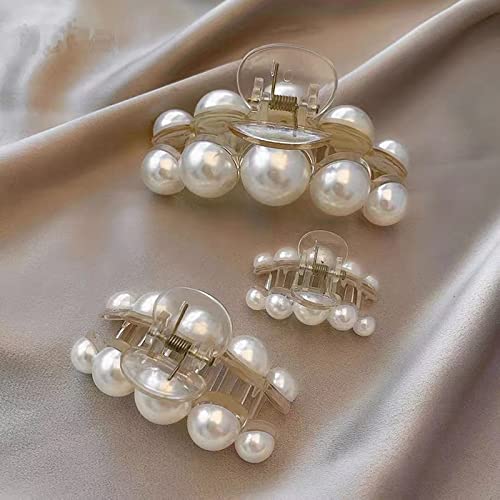 Agirlvct Pearl Hair Claw Clip, Hair Clips Strong Hold Hair