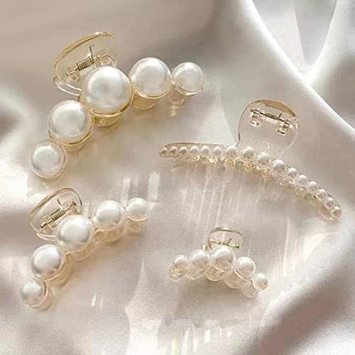 Agirlvct Pearl Hair Claw Clip, Hair Clips Strong Hold Hair