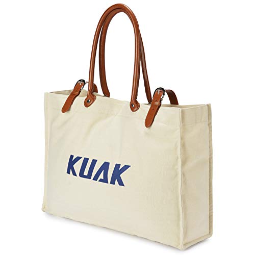 KUAK Beach Bag Large Size: Waterproof Lining/PU Leather Handles