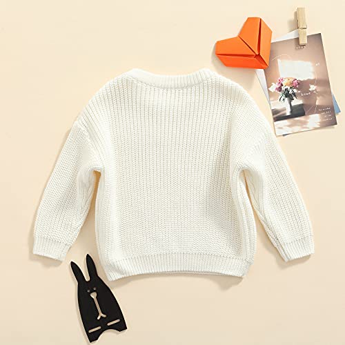 Baby Oversized Knitted Jumper Girls Boys Winter Ribbed Knit Sweater Chunky Pullover Long Sleeve Knitwear Top Soft Unisex Toddler Baby Clothes Autumn Outwear (A 01- White, 2-3 Years)