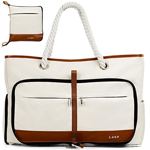 Lekespring Bolsa Playa Mujer,Grande XXL Familiar con Cremallera Bolsa de Viaje,impermeable Shopper Bolso de Hombro Bolso Verano Mujer,para Playa/Viajes/Uso Diario