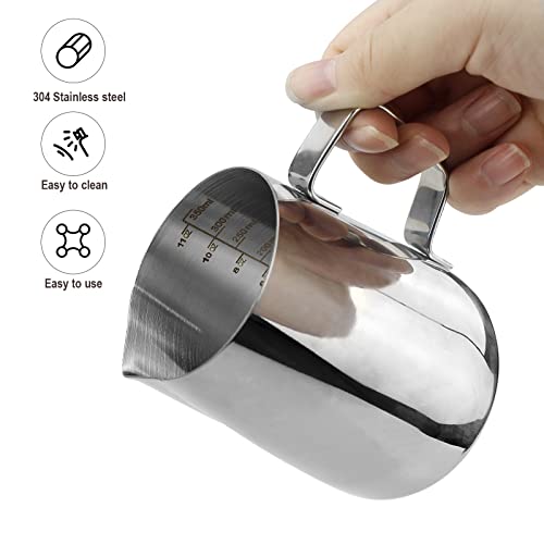 Milk Frothing Jug 350ml (12oz) Stainless Steel Milk Pitcher Cup Barista Milk Jug and Latte Decorating Art Pen for Making Coffee Cappuccino Frothing Milk Coffee Machine