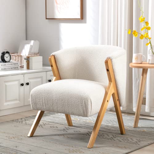 Wahson Minimalist Nordic Style Faux Leather Living Room Chair - Armless, Small, White - Ideal for Bedroom or Living Room