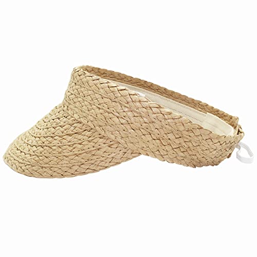 Sun Visor Hats for Women Wide Brim Straw Visors Womens Foldable Beach Visors  Summer Ponytail Beach Hat at  Women's Clothing store