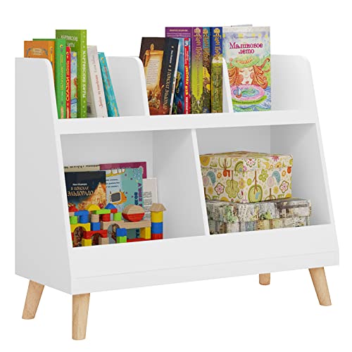 Lestarain Libreria Infantil para Niños, Estanteria Infantil para Juguetes con 5 Zonas, Mueble Infantil para Libros y Juguetes, para Habitación Infantil y Guardería, 82x35x70 cm, Branco